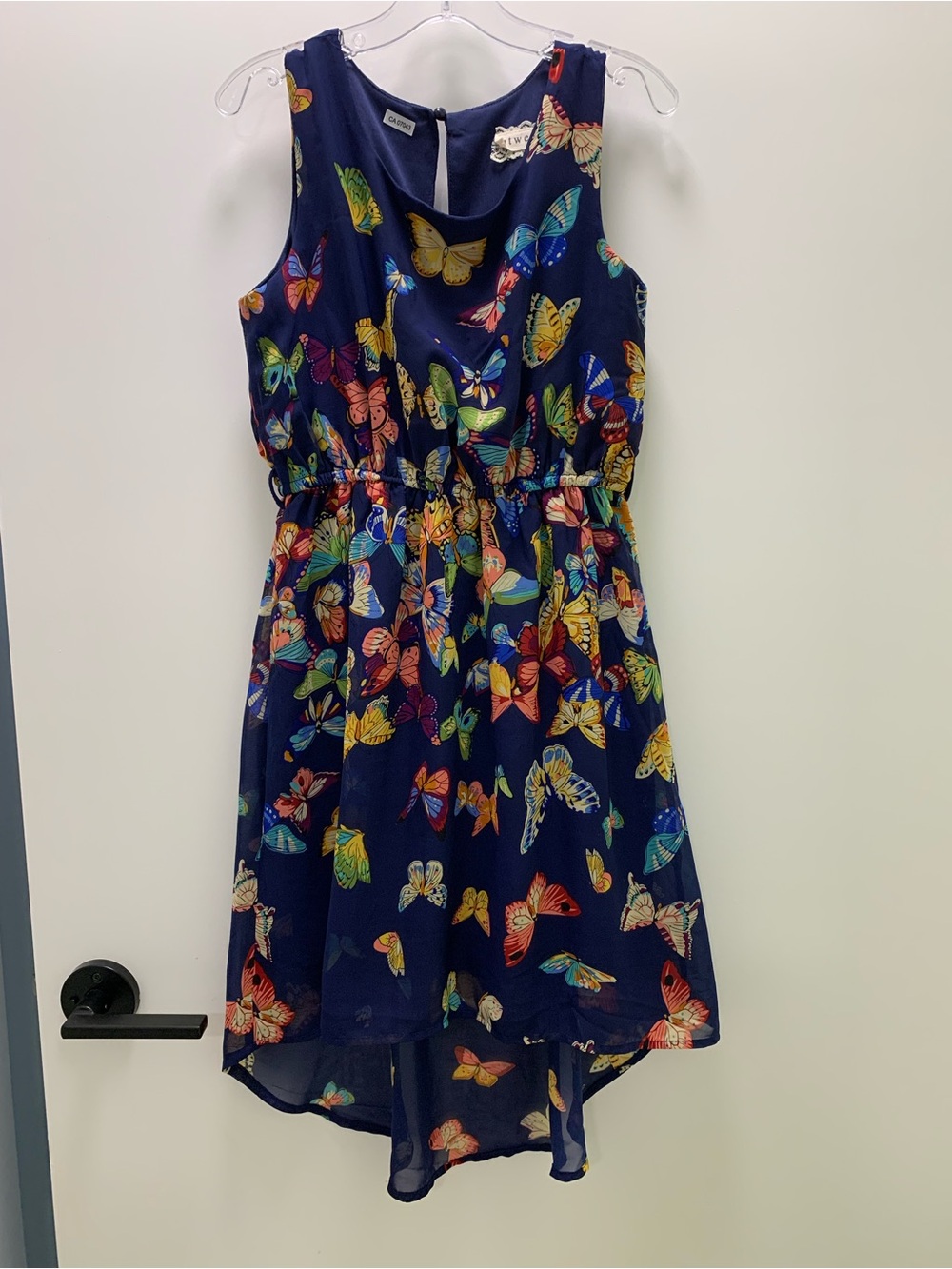 btween Navy Butterfly-Print High-Low Dress